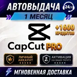 24/7 CapCut Pro 1 Месяц 1600 Кредиты | Личный Аккаунт