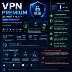 VPN-доступ на 1 устройство | 1 месяц | Личный премиум-аккаунт | Быстрые серверы