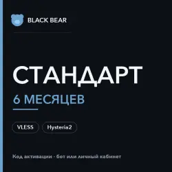 Black Bear VPN · Стандартный · 6 месяцев · VLESS + Hysteria2