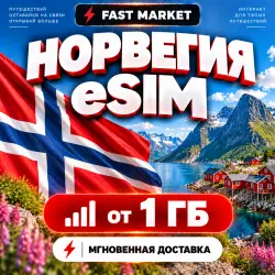 eSIM НОРВЕГИЯ | 24/7 АВТО | Мобильный Интернет | от 1 ГБ до 50 ГБ | есим