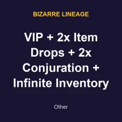 VIP + 2x Item Drops + 2x Conjuration + Infinite Inventory Space + Item Notifier | Bizarre lineage