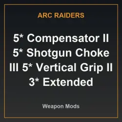 5* Compensator II 5* Shotgun Choke III 5* Vertical Grip II 3* Extended Medium Mag III 3* Muzzle Brak