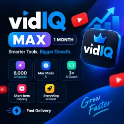 24\7 | vidIQ Max 1 Month | 6,000 AI Credits | AI Coach | Fast Delivery