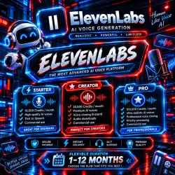 ElevenLabs Starter / Creator / Pro / Scale / Business 1–12 Месяцев | ПОЛНАЯ