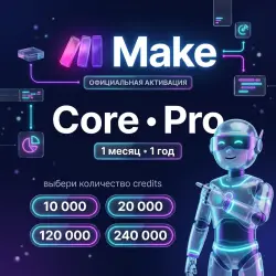 Make | Core · Pro | 1 месяц · 1 год | 10 000 · 20 000 | credits | Официальная активация