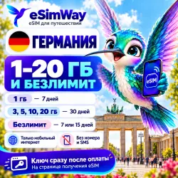 eSIM Германия — мобильный интернет для путешествий, моментальная выдача
