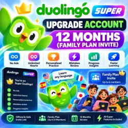 Duolingo Super на 12 месяцев | Приглашение в семейный план | Безлимитные сердца, без рекламы