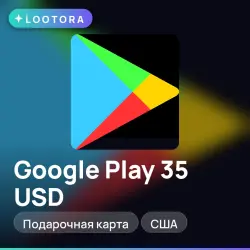 Google Play 35 USD, подарочная карта гугл плей, США