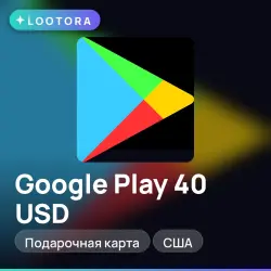 Google Play 40 USD, подарочная карта гугл плей, США