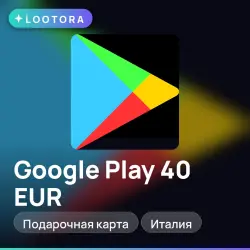 Google Play 40 EUR, подарочная карта гугл плей, Италия